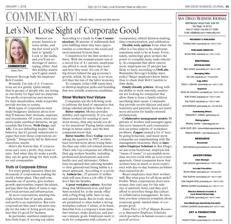 Let’s Not Lose Sight of Corporate Good – San Diego Business Journal
