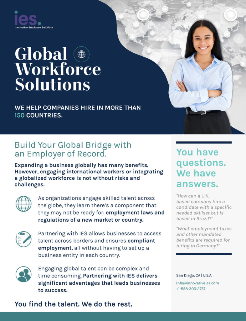 Global Workforce Flyer with Girl and Global Map Behind her