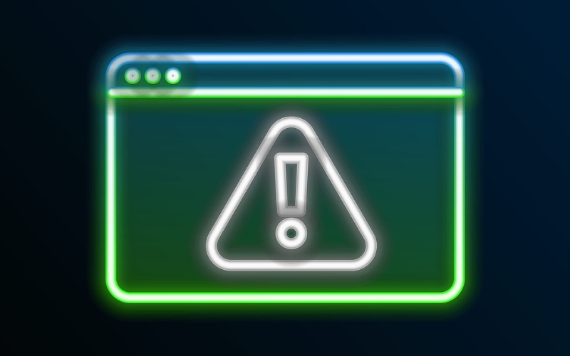 Exclamation point warning sign on screen